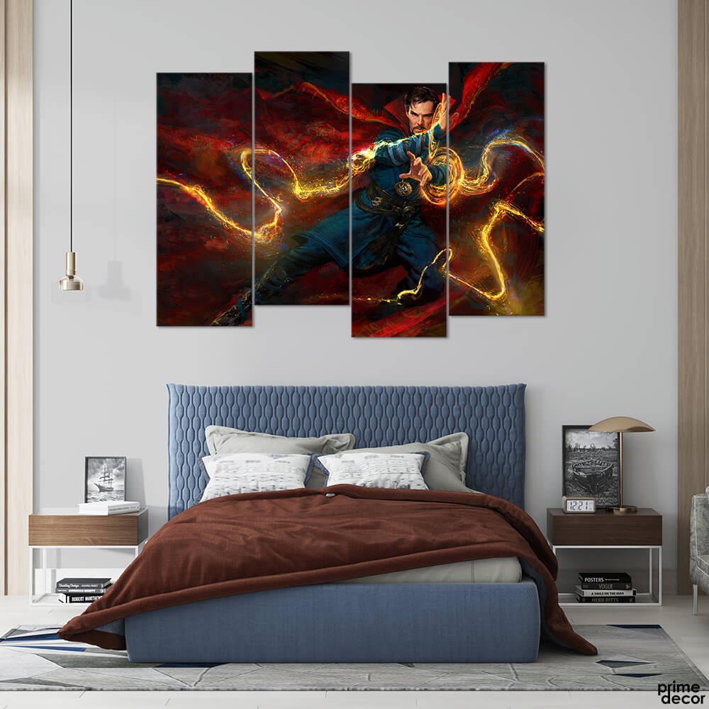 Dr Strange in Action in Marvels (4 Panel) Movie Wall Art - Prime Décor