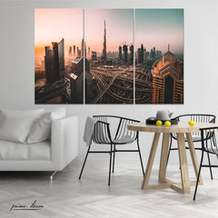 Dubai Aerial View (3 Panel) Travel Wall Art - Prime Décor
