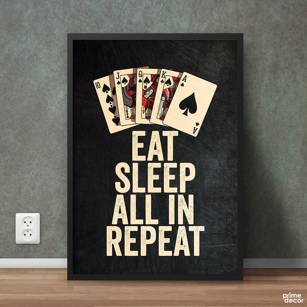Eat Sleep All in Repeat | Motivational Poster Wall Art - Prime Décor