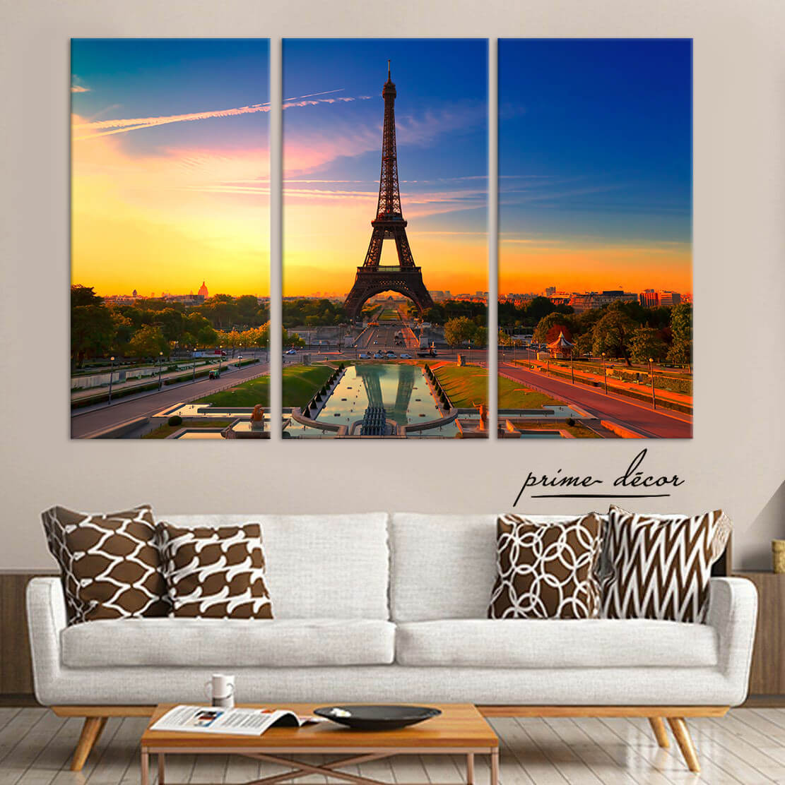 Eiffel Tower Paris (3 Panel) Travel Wall Art Prime Décor