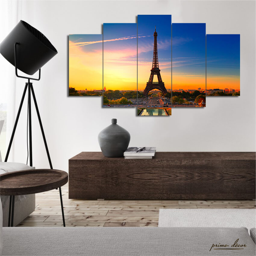 Eiffel Tower Paris (5 Panel) Travel Wall Art – Prime Décor