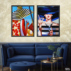 Exotic Fashion Women In Hat (2 Panel) Fashion Wall Art - Prime Décor