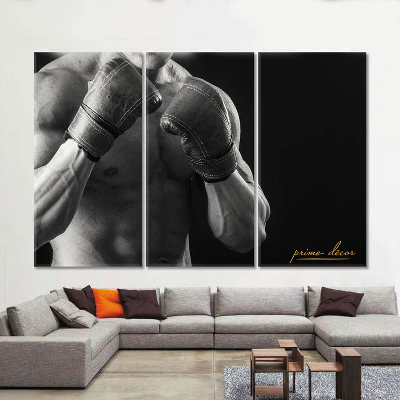 Fighter Boxer (3 Panel) Sports Wall Art - Prime Décor