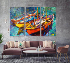 Floating Boats (3 Panel) Digital Painting Wall Art - Prime Décor