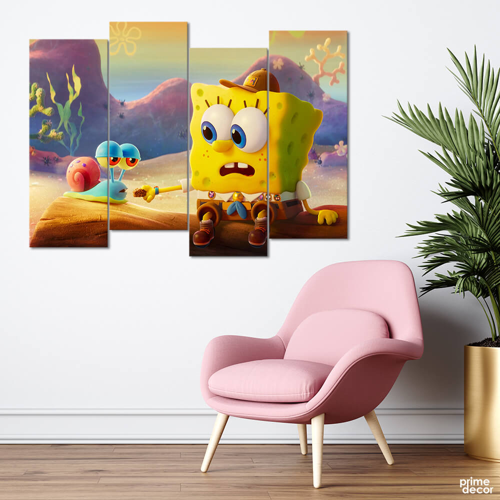 Gary & the SpongeBob (4 Panel) Movie Wall Art - Prime Décor