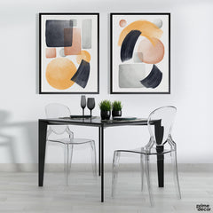 Geometric Watercolor Simple Strokes (2 Panel) Abstract Wall Art - Prime Décor