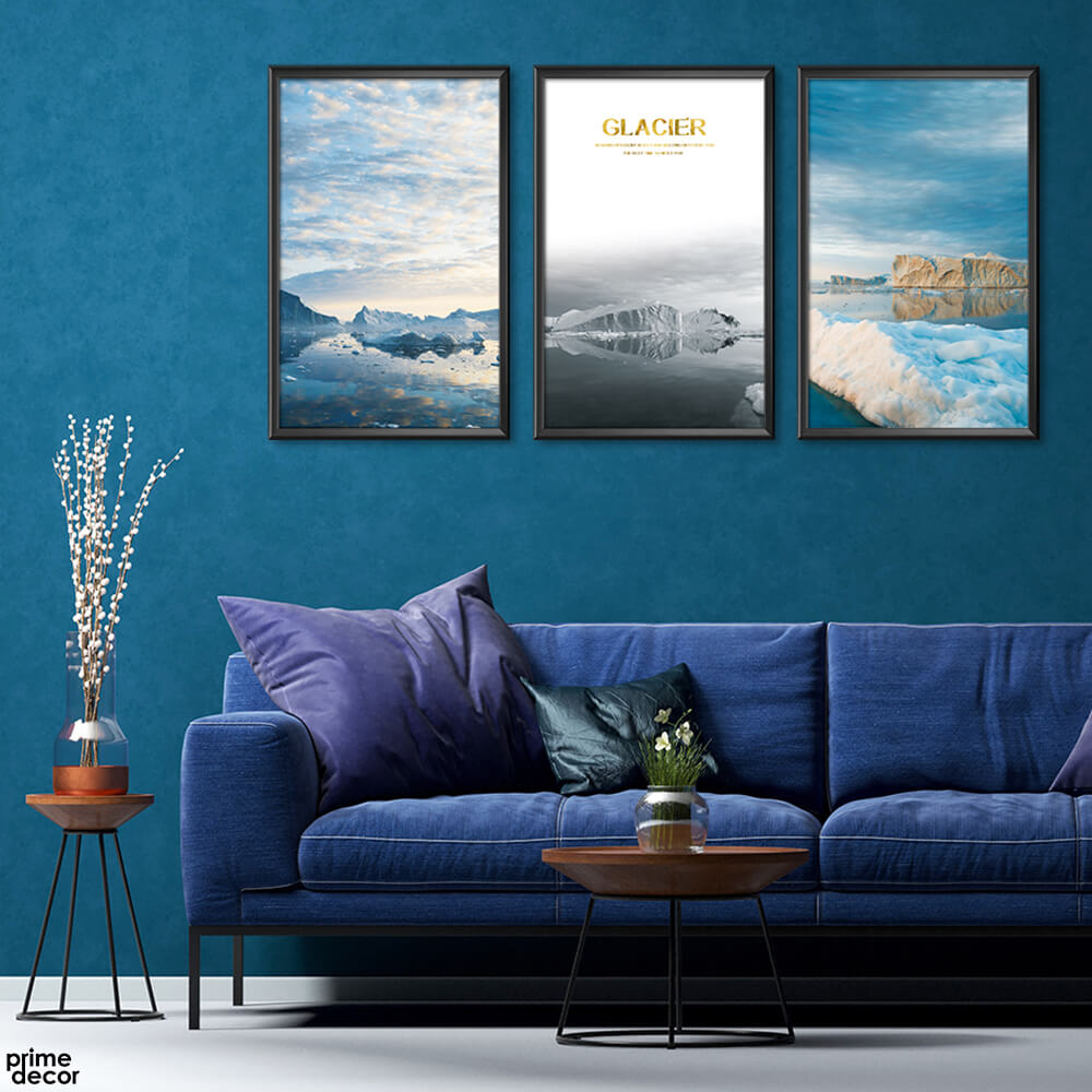 Glacier Blues Nordic Style (3 Panel) Landscape Wall Art - Prime Décor
