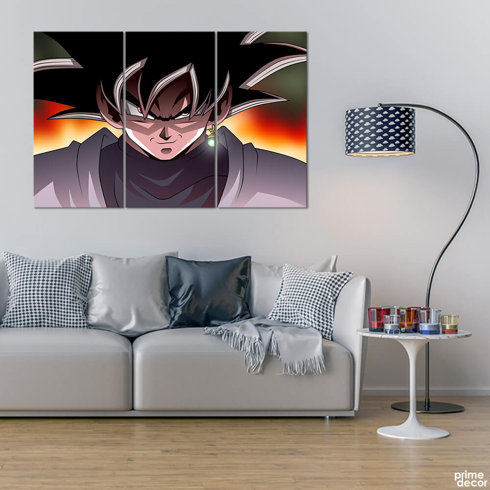 Goku Black Dragon Ball (3 Panel) Movies Wall Art - Prime Décor