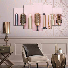 Gold & Pink Makeover Kit (5 Panel) Fashion Wall Art - Prime Décor