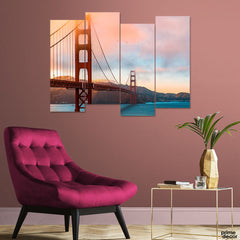Golden Gate Bridge at Dawn (4 Panel) Landscape Wall Art - Prime Décor