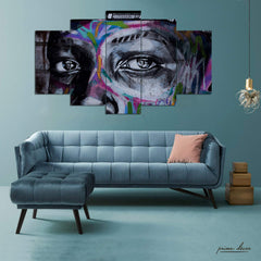 Graffiti Eyes Street Art (5 Panel) Wall Art - Prime Décor