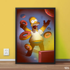 Homer Simpson Yelling With Donuts | Funny Poster Wall Art - Prime Décor