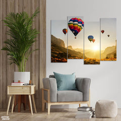 Hot Air Balloons Festival Sky (4 Panel) Nature Wall Art - Prime Décor