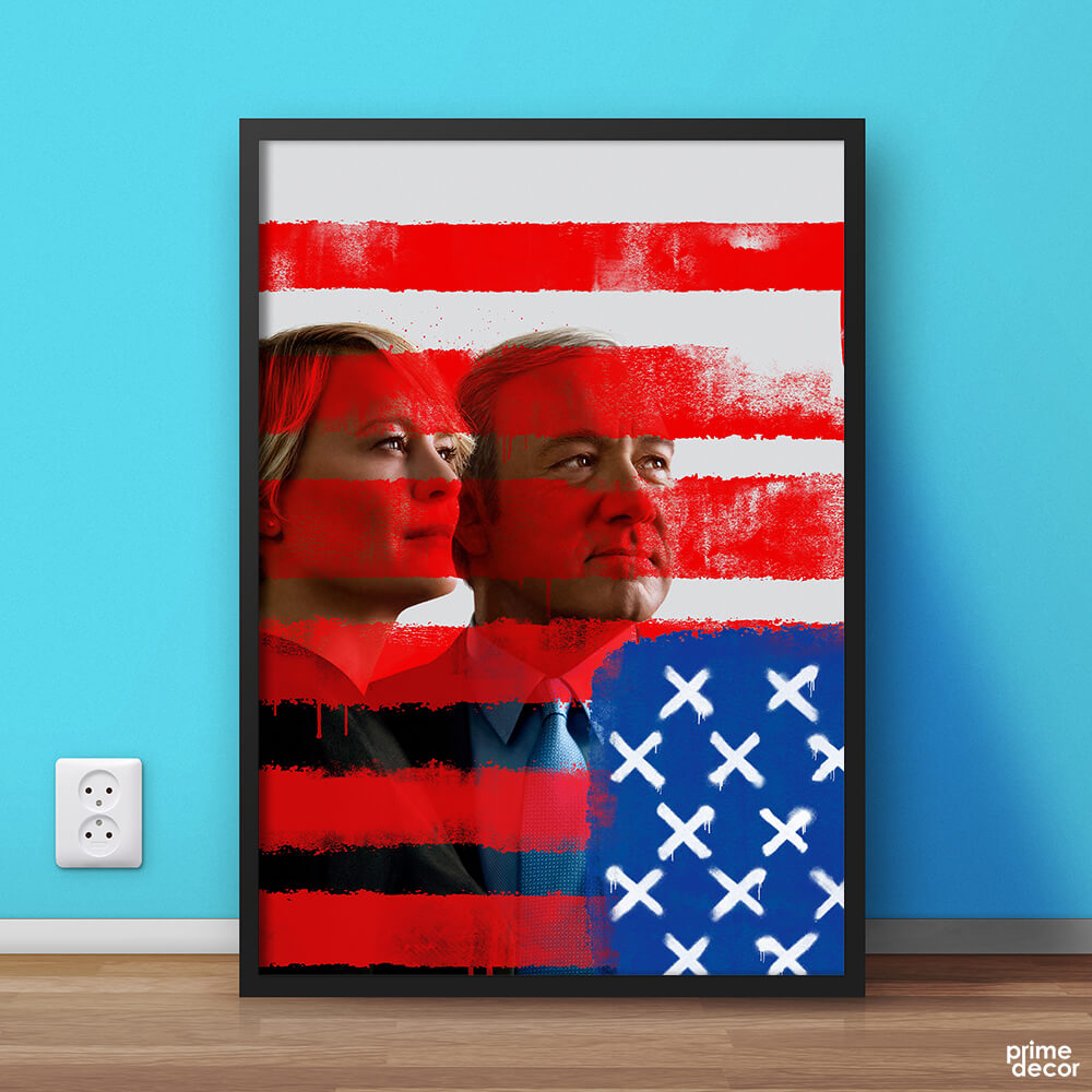 House of Cards US Flag Strokes | Movie Poster Wall Art - Prime Décor