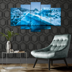 Icebergs Of Lagoon Island (5 Panel) Landscape Wall Art - Prime Décor