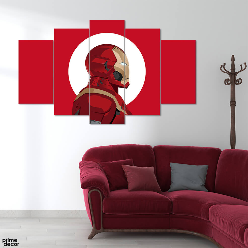 Iron Man Portrait Side (5 Panel) Movie Wall Art - Prime Décor