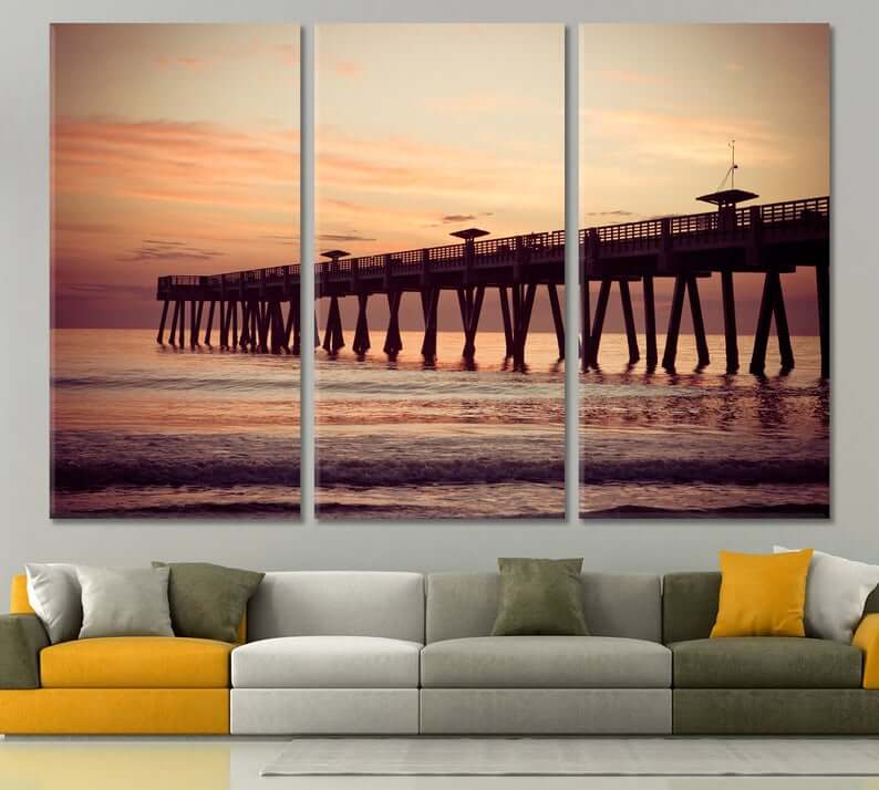 Jacksonville Bridge (3 Panel) Architecture Wall Art - Prime Décor
