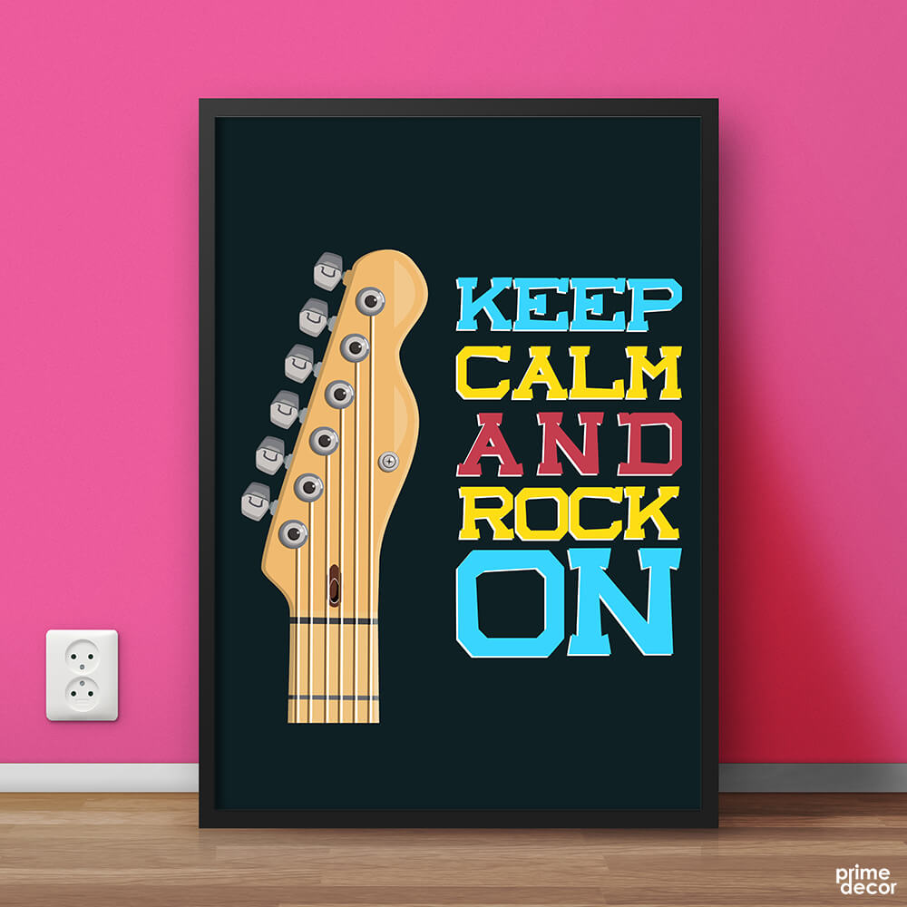 Keep Calm & Rock On | Motivational Poster Wall Art - Prime Décor