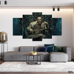 King Ragnar on Iron Throne (5 Panel) Movie Wall Art - Prime Décor