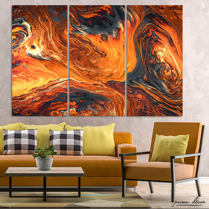 Lava Fluid (3 Panel) Abstract Wall Art - Prime Décor