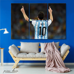Leo Messi Victory (3 Panel) Football Wall Art On Sale - Prime Décor