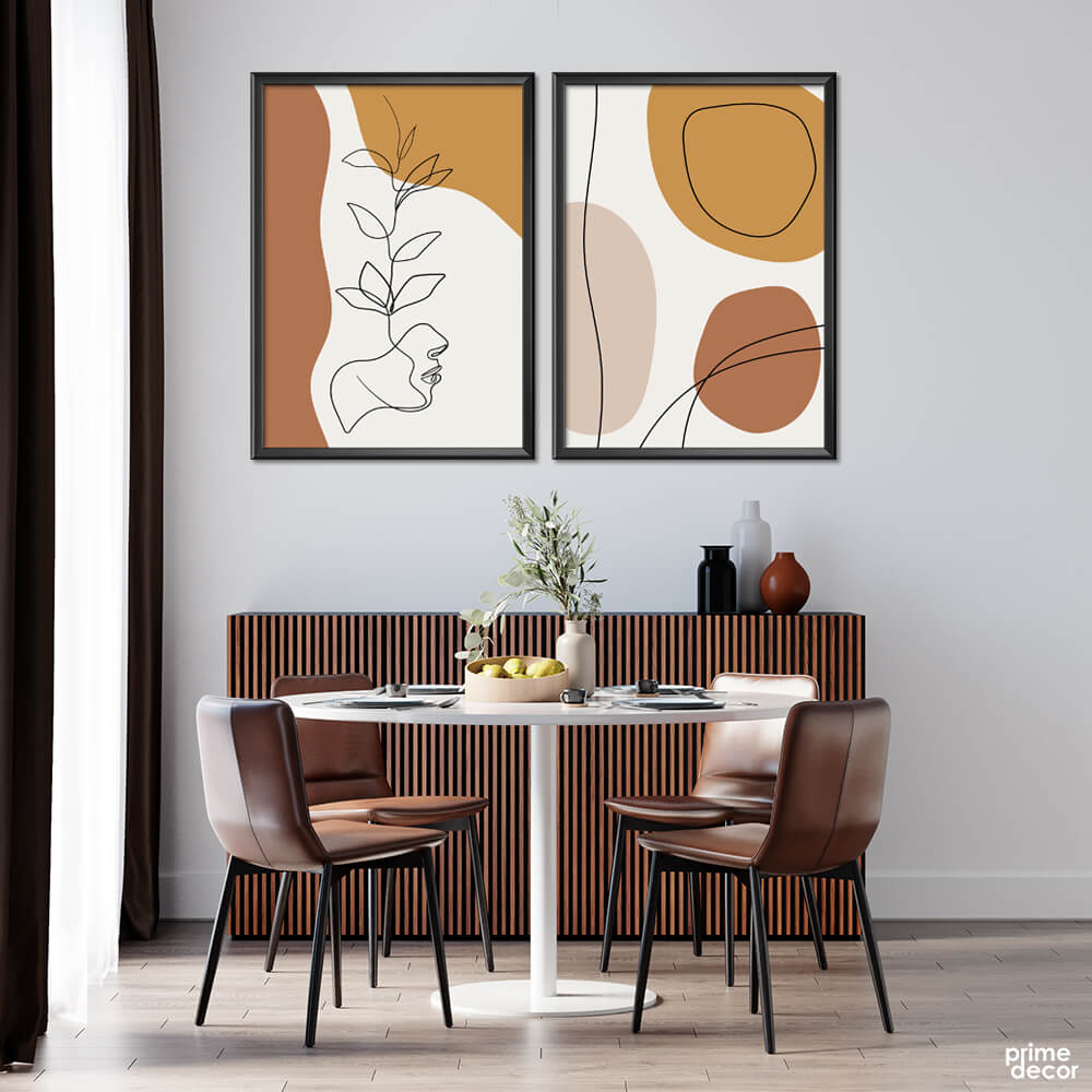 Line Face Art Pastel Colors (2 Panel) Nordic Wall Art - Prime Décor