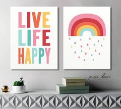 Live Life Happy (Set of 2) Nursery Poster Art - Prime Décor