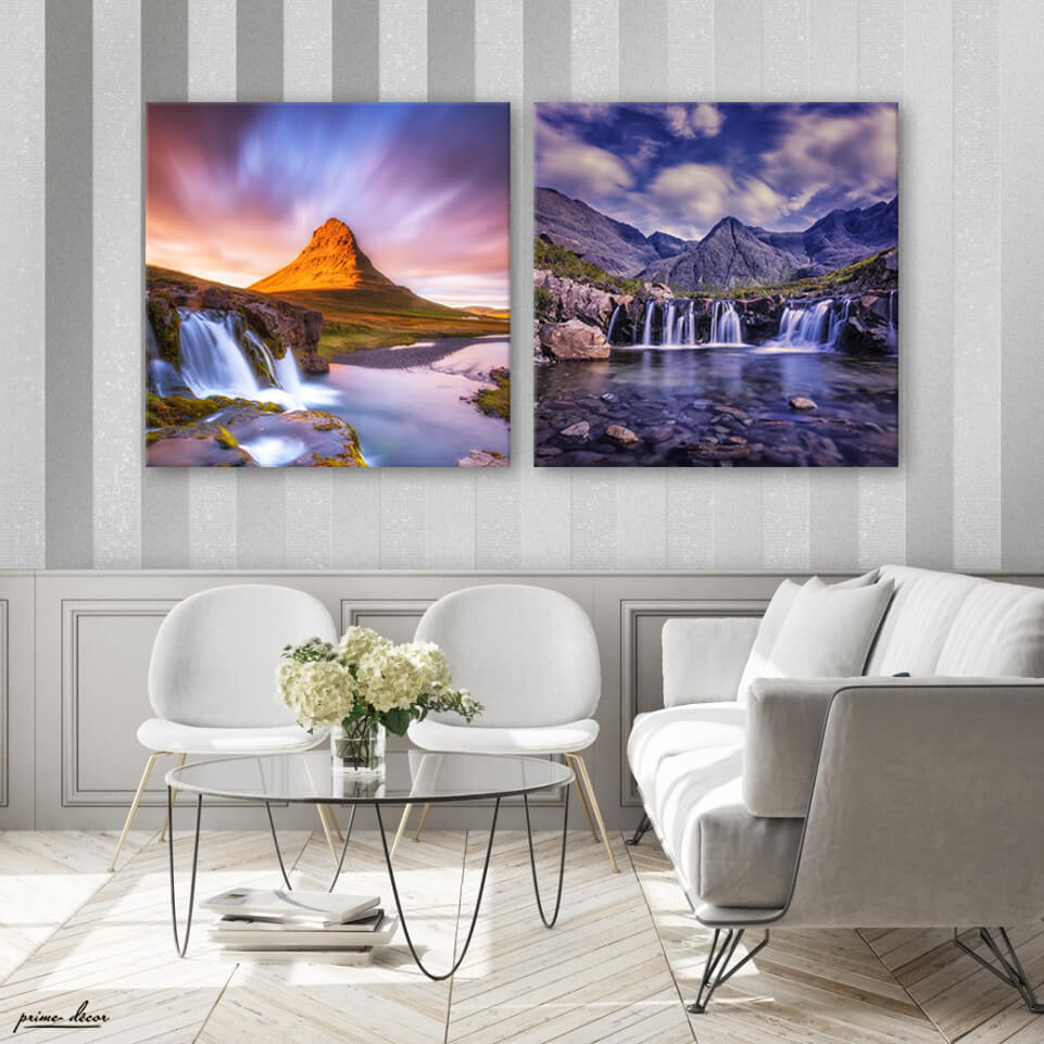 Majestic Waterfalls (2 Panel) Nature Wall Art - Prime Décor