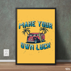 Make Your Own Luck Yellow Typography | Office Poster Wall Art - Prime Décor
