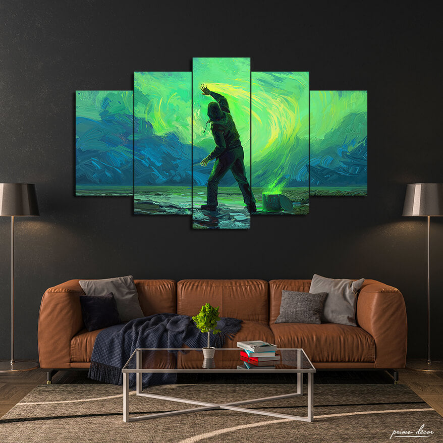 Man Painting Sky (5 Panel) Abstract Wall Art - Prime Décor