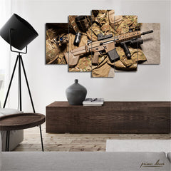 Military Assault Rifle (5 Panel) Guns Wall Art On Sale - Prime Décor