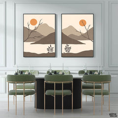 Minimalist Pastel Colors Mountain Design (2 Panel) Nordic Wall Art - Prime Décor