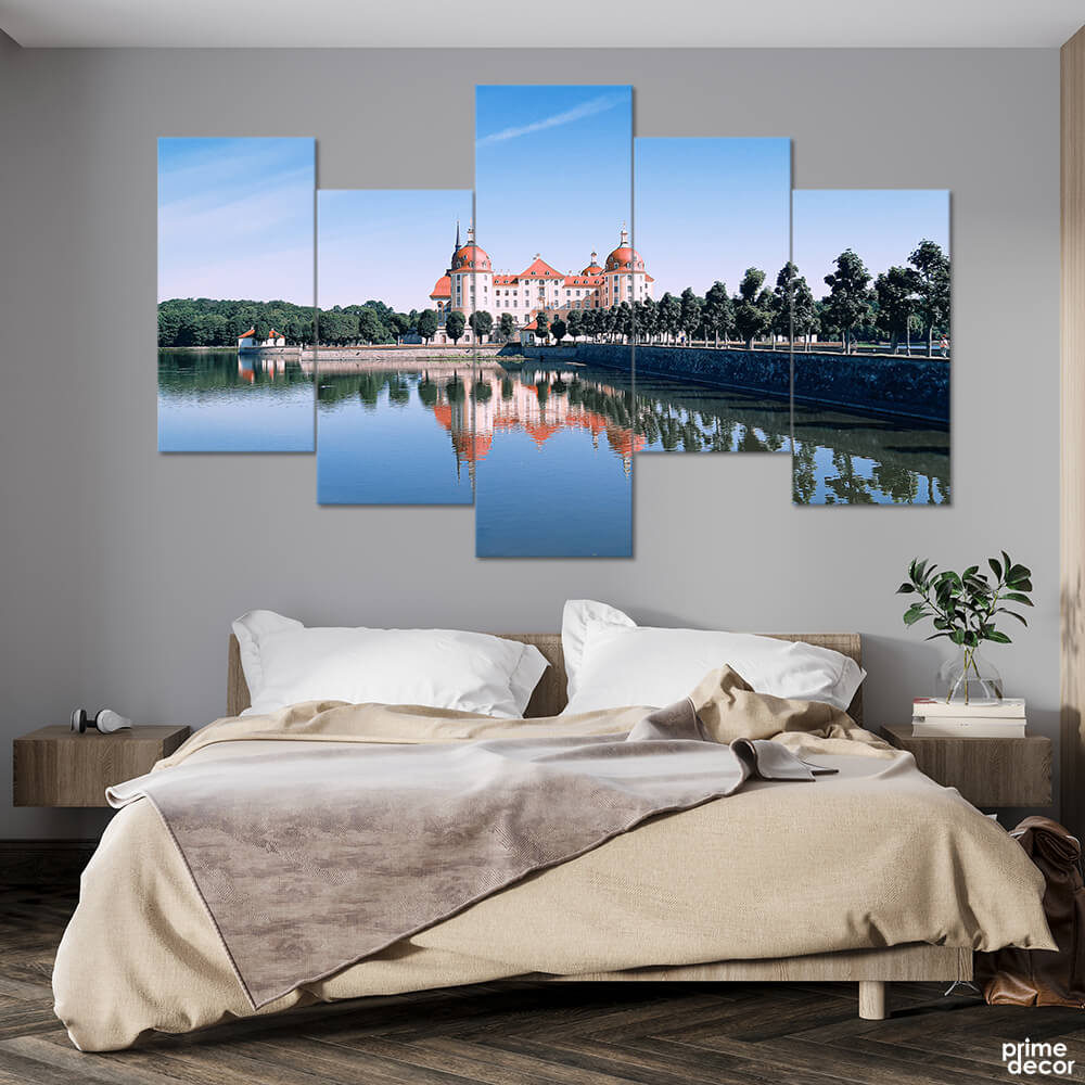 Moritzburg Castle Scenic View (5 Panel) Landscape Wall Art - Prime Décor