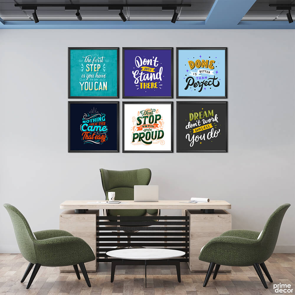 Motivational Mix Vol-3 (6 Panel) Office Wall Art - Prime Décor