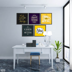 Motivational Mix Vol-4 (5 Panel) Office Wall Art - Prime Décor