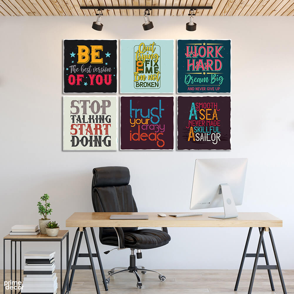 Motivational Mix Vol5 (6 Panel) Office Wall Art Prime Décor