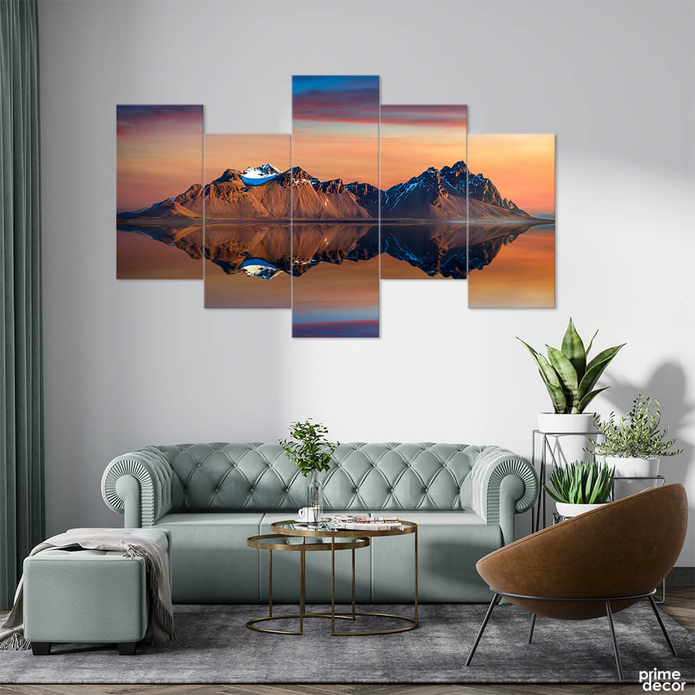 Mountain Earth and Snow Glacier (5 Panel) Landscape Wall Art - Prime Décor