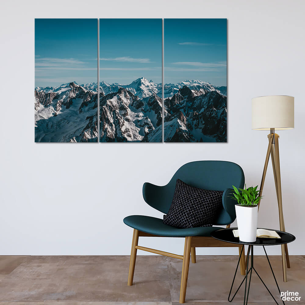 Mountain Range in Winter (3 Panel) Nature Wall Art - Prime Décor