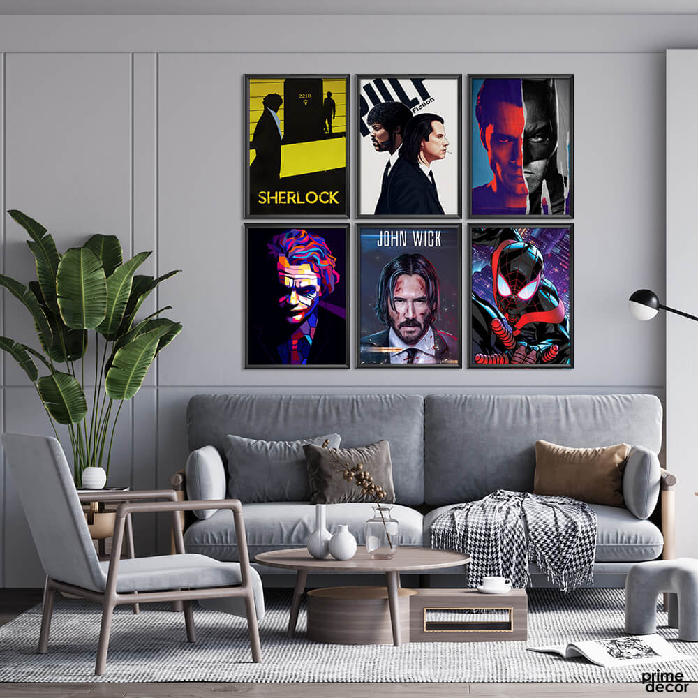Movie Mix Vol-02 Wall Décor Setup (6 Panel) Movie Wall Art - Prime Décor