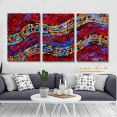 Musical Notes Flowing (3 Panel) Wall Art - Prime Décor