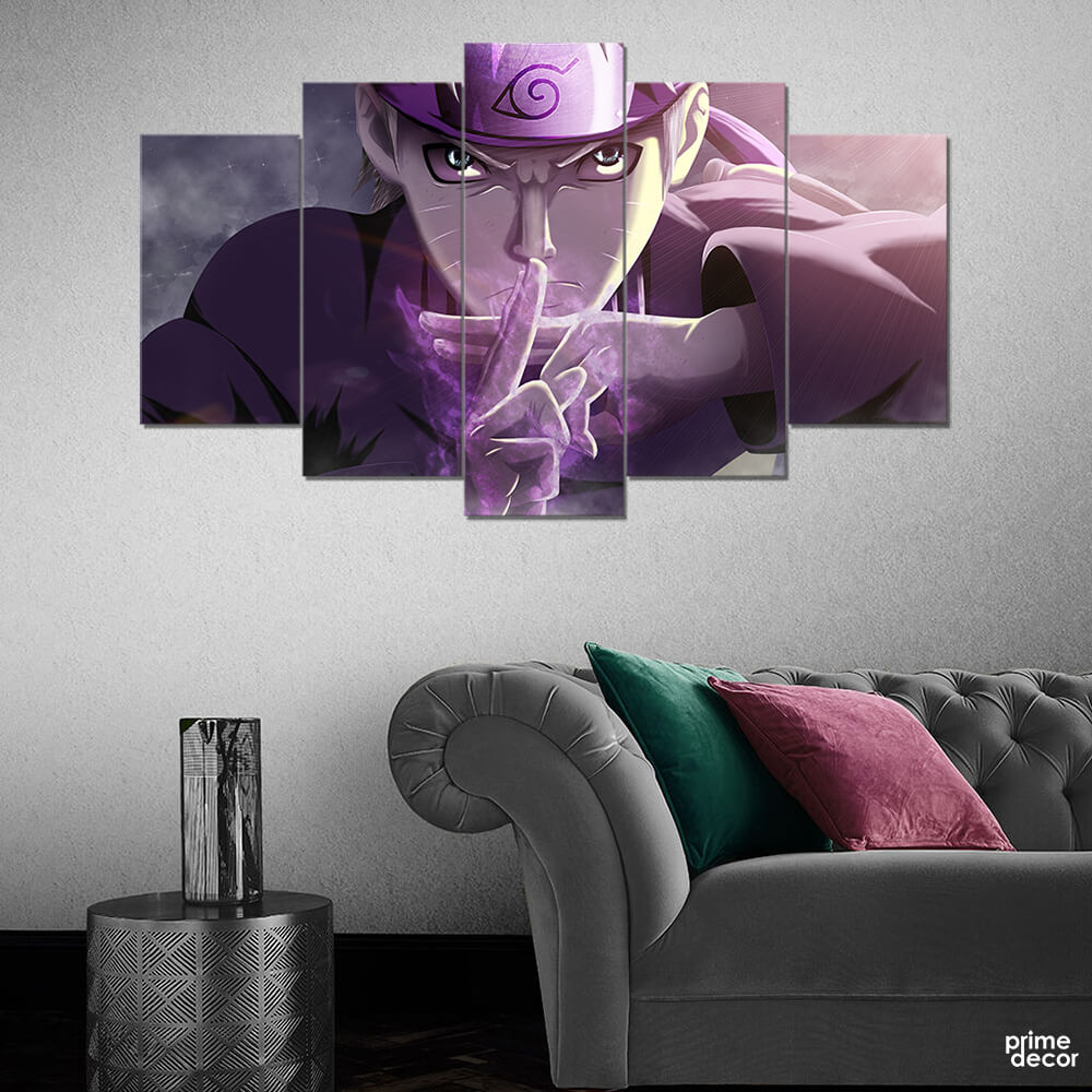 Naruto Uzumaki Purple Light (5 Panel) Anime Wall Art On Sale - Prime Décor