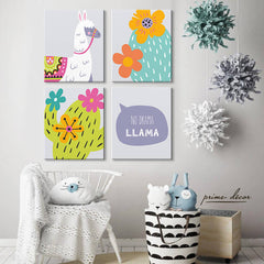 “No Drama Lama” (Set of 4) Nursery Poster Art - Prime Décor