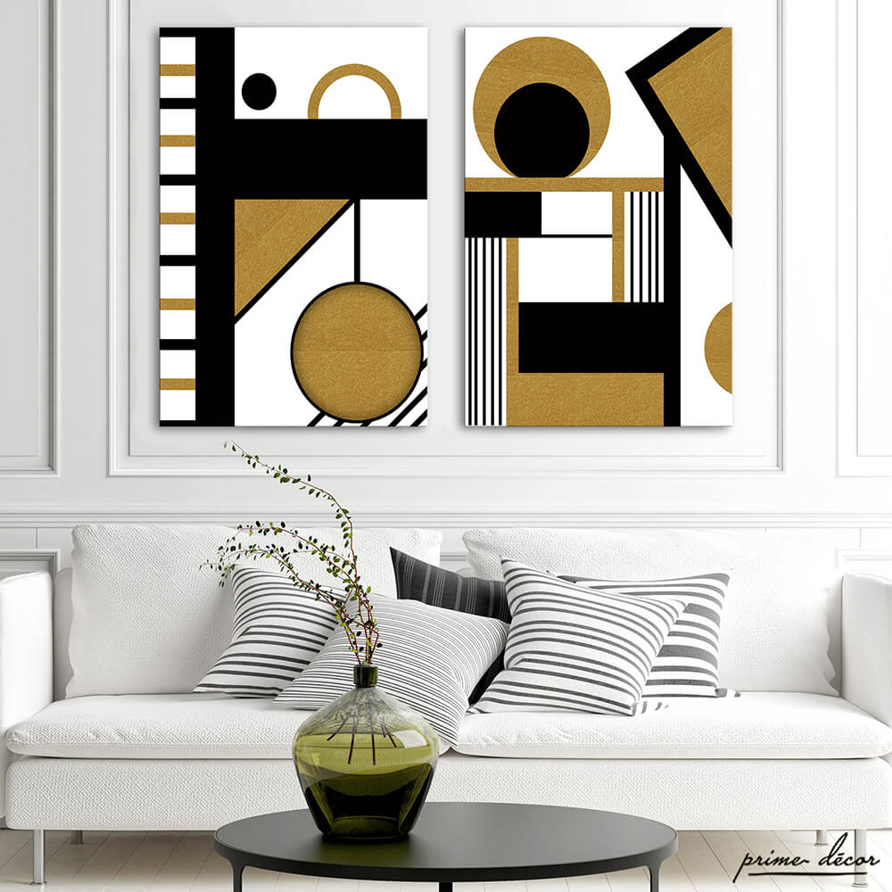 Nordic Geometric Pattern (2 Panel) Nordic Wall Art - Prime Décor