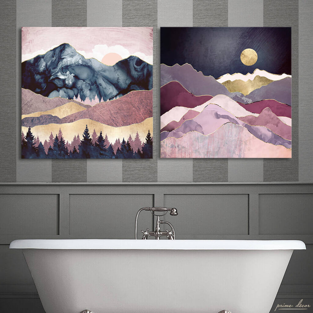 Nordic Style Mountains (2 Panel) Square Wall Art On Sale - Prime Décor
