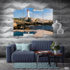 Nova Scotia Lighthouse Coastline (4 Panel) Landscape Wall Art - Prime Décor