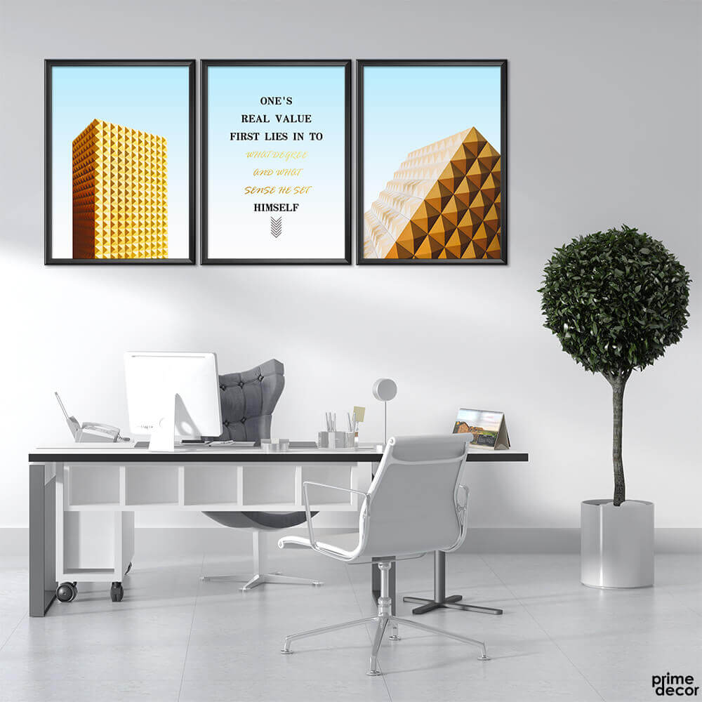One’s Real Value Lies (3 Panel) Motivational Wall Art - Prime Décor