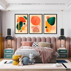 Pastel Colorful Abstract Shapes (3 Panel) Digital Wall Art - Prime Décor