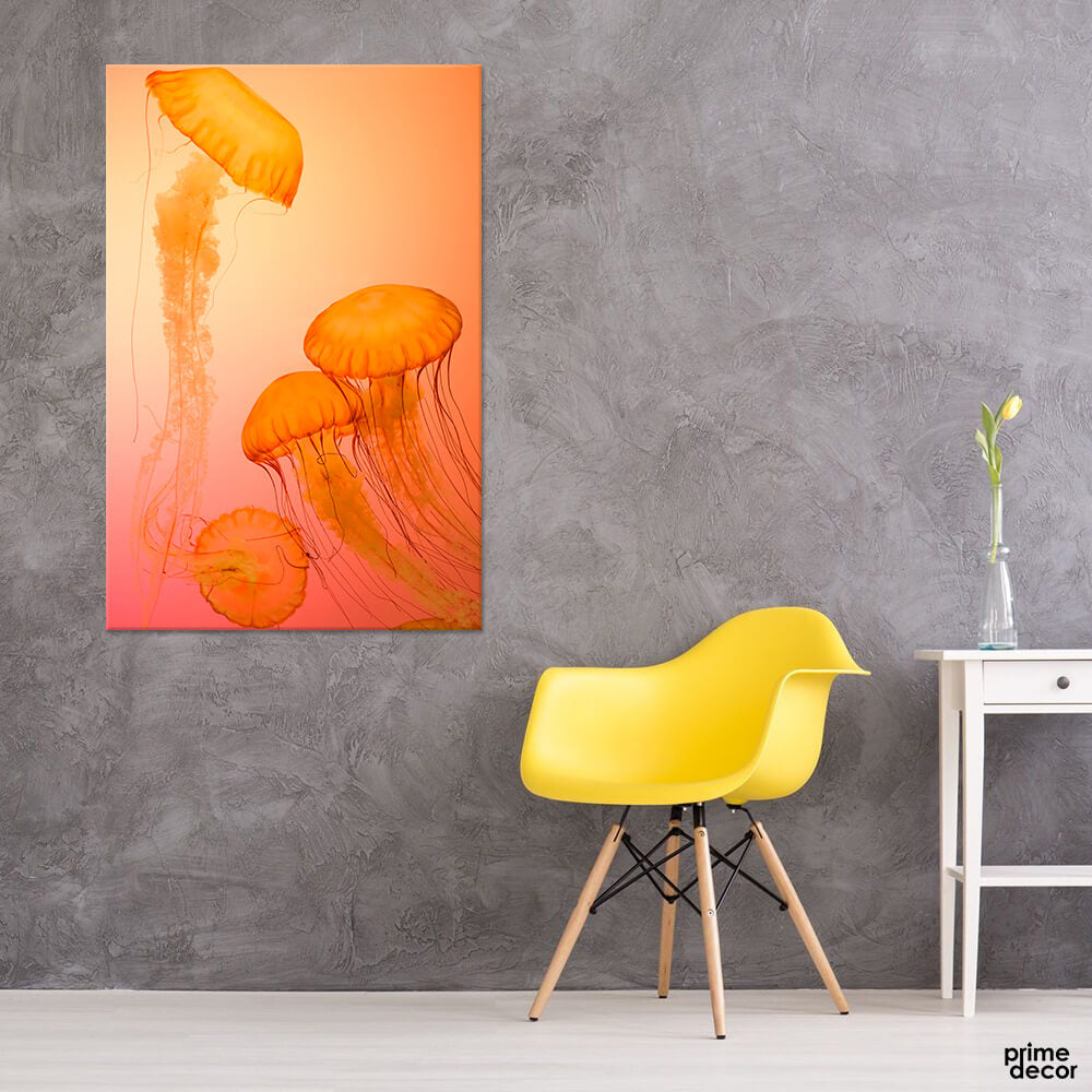 Orange Jelly fish | Animal Wall Art - Prime Décor
