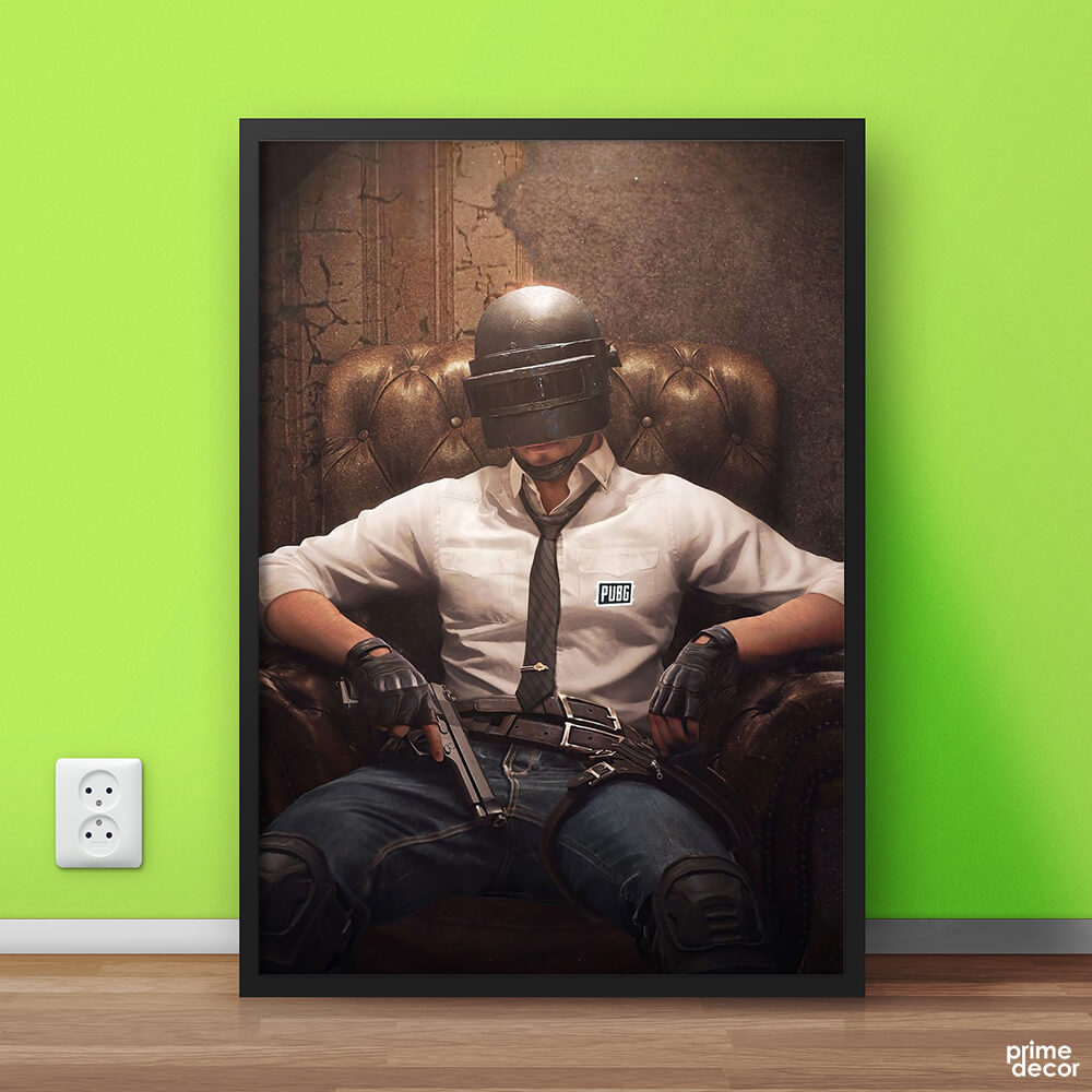 PUBG Helmet Man | Games Poster Wall Art - Prime Décor
