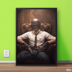 PUBG Helmet Man | Games Poster Wall Art - Prime Décor